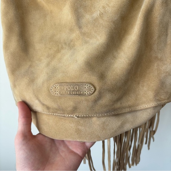 Polo Ralph Lauren Fringe Suede Hobo Shoulder Bag Leather Western Purse - Picture 9 of 12